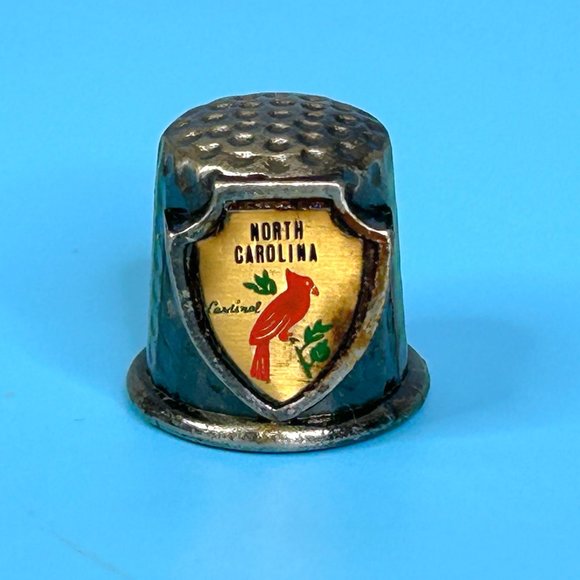 Vintage Collectible‎ North Carolina Red Cardinal Pewter Thimble - Picture 1 of 4